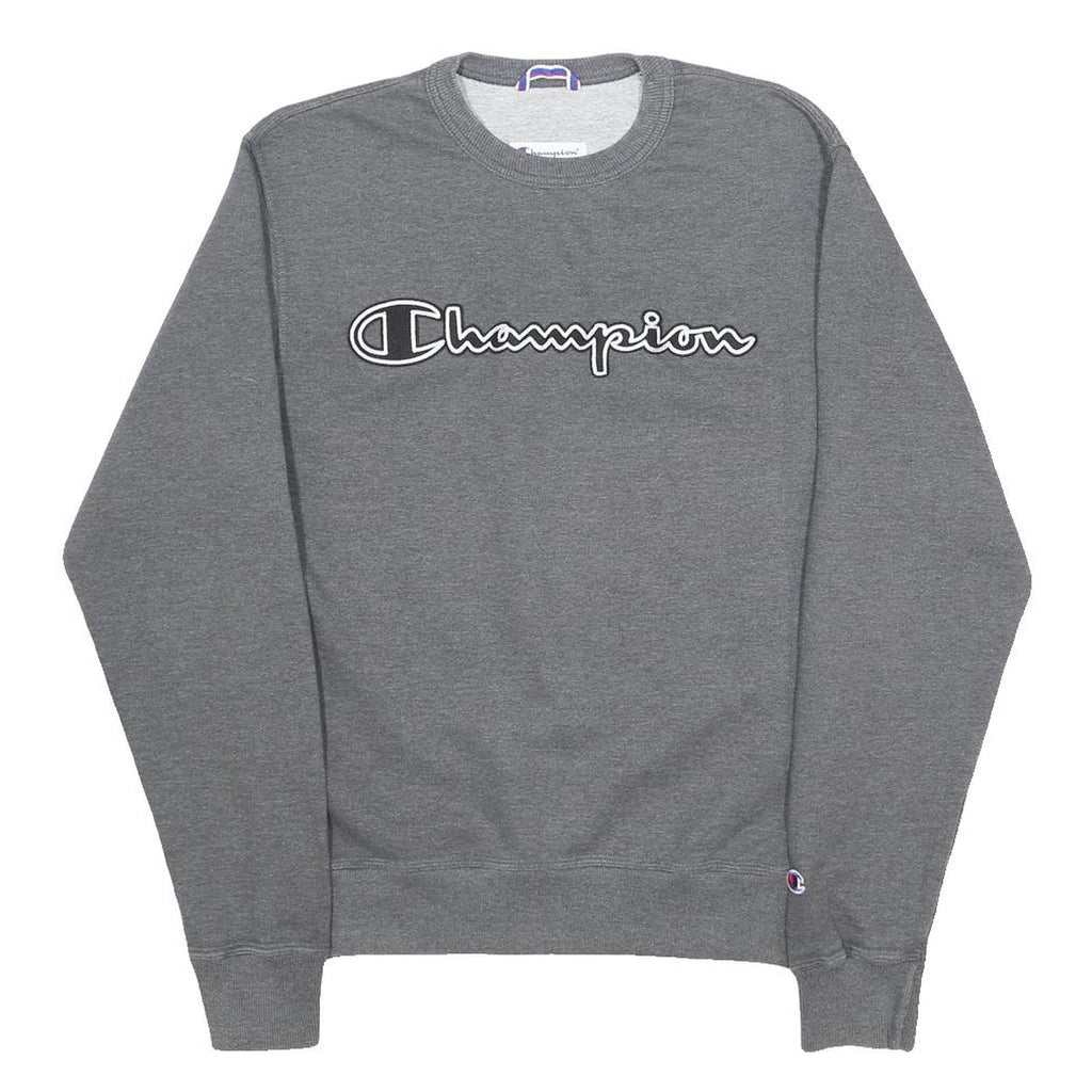 CHAMPION Mens Grey Crew Neck Sweatshirt S Cotton Blend Pullover Casual Comfort