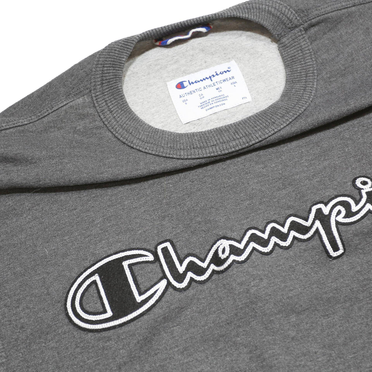 CHAMPION Mens Grey Crew Neck Sweatshirt S Cotton Blend Pullover Casual Comfort