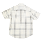 NAUTICA Mens White & Grey Checked Shirt L Casual Summer Short Sleeve Linen Blend