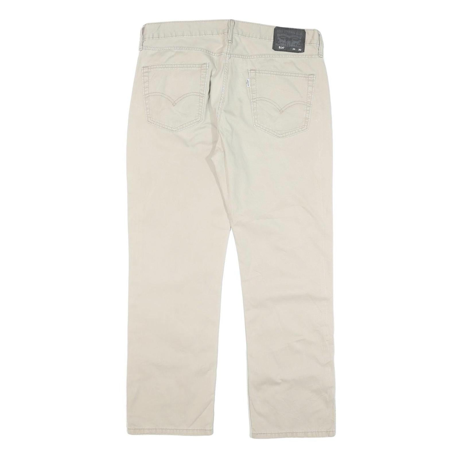 LEVI'S Mens Cotton Blend Beige Regular Straight Trousers W34 L30 Casual Comfort