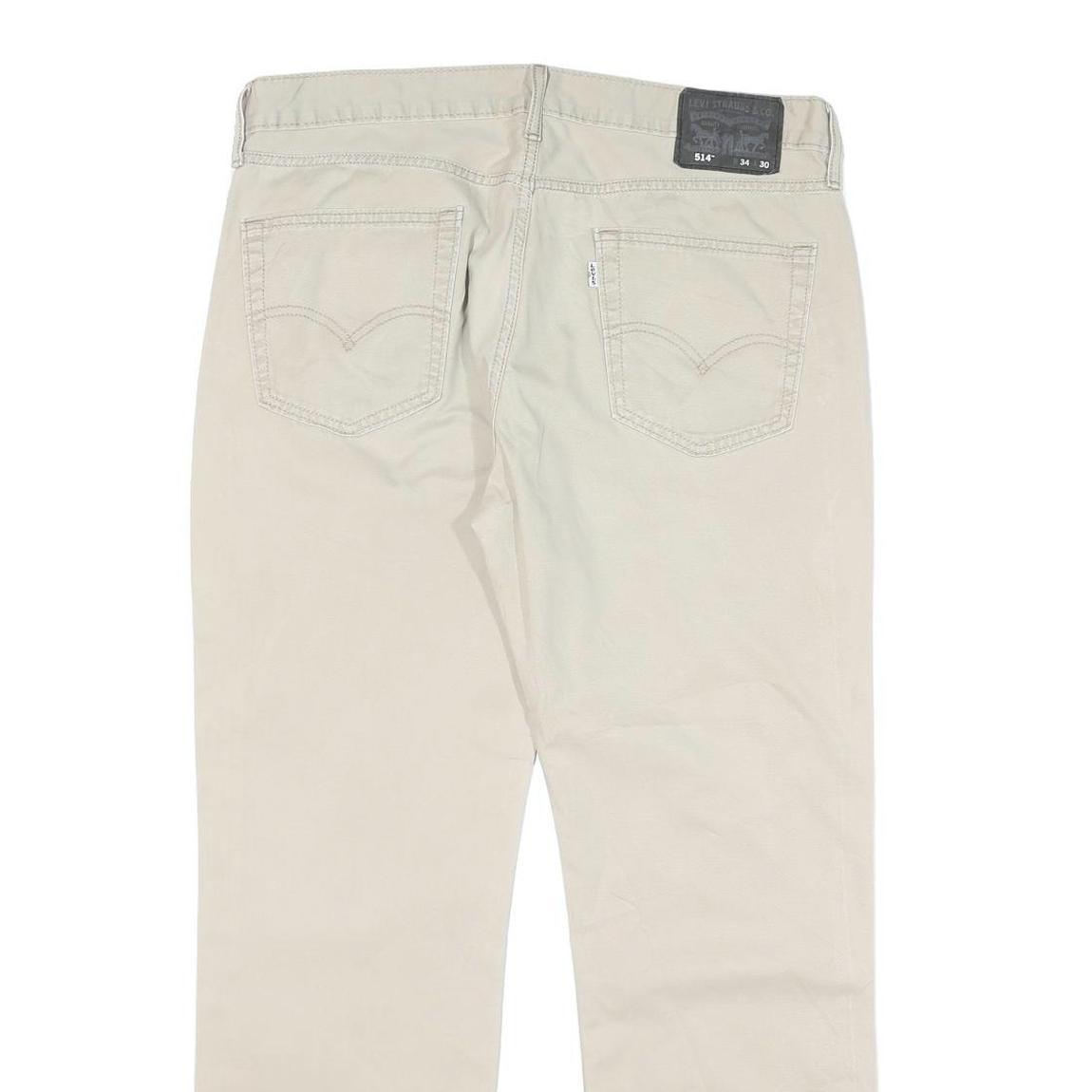 LEVI'S Mens Cotton Blend Beige Regular Straight Trousers W34 L30 Casual Comfort