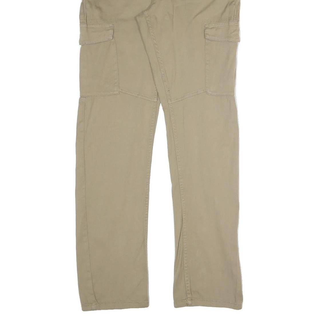 WATSON'S Mens Cotton Blend Beige Regular Straight Trousers W36 L33 Cargo Pockets