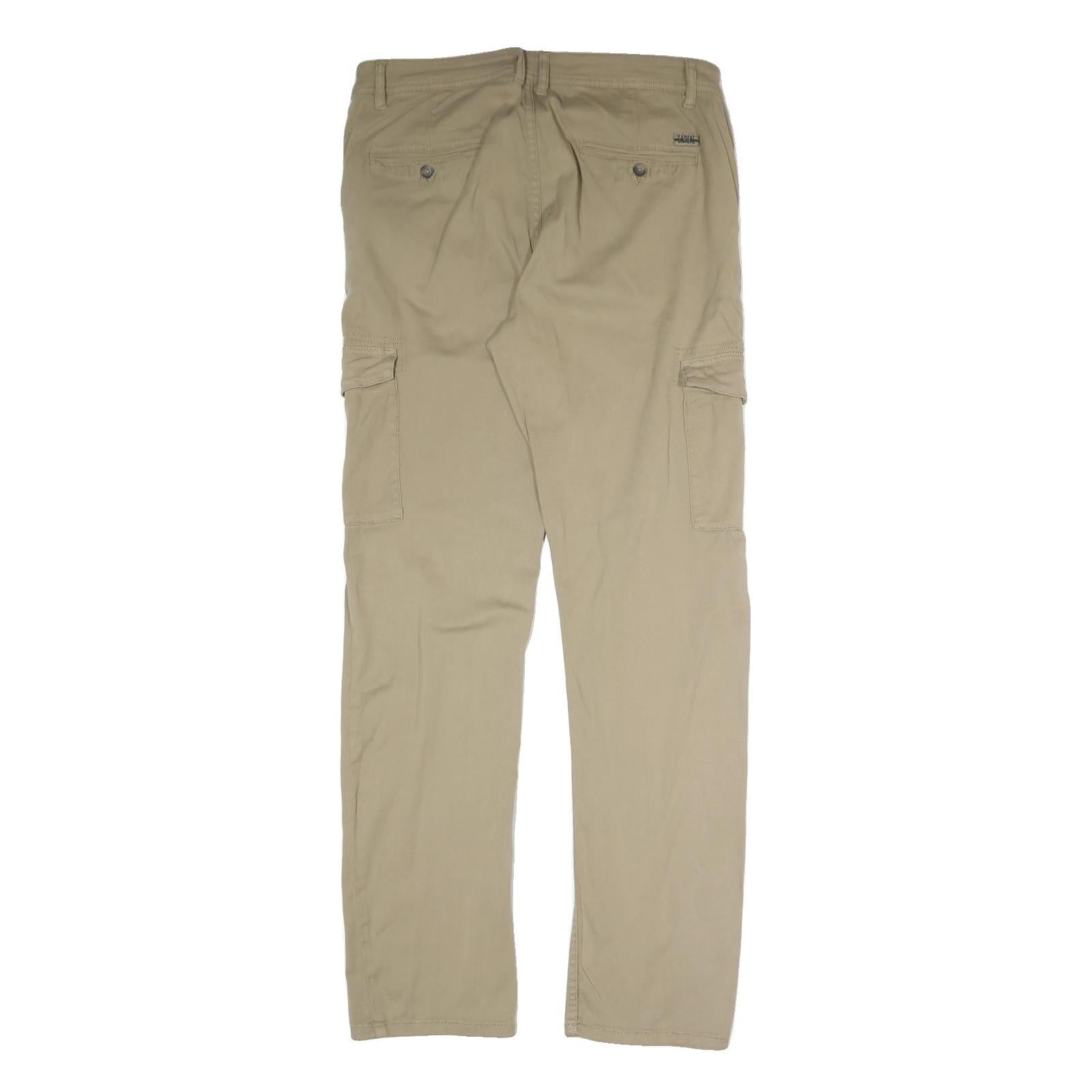 WATSON'S Mens Cotton Blend Beige Regular Straight Trousers W36 L33 Cargo Pockets