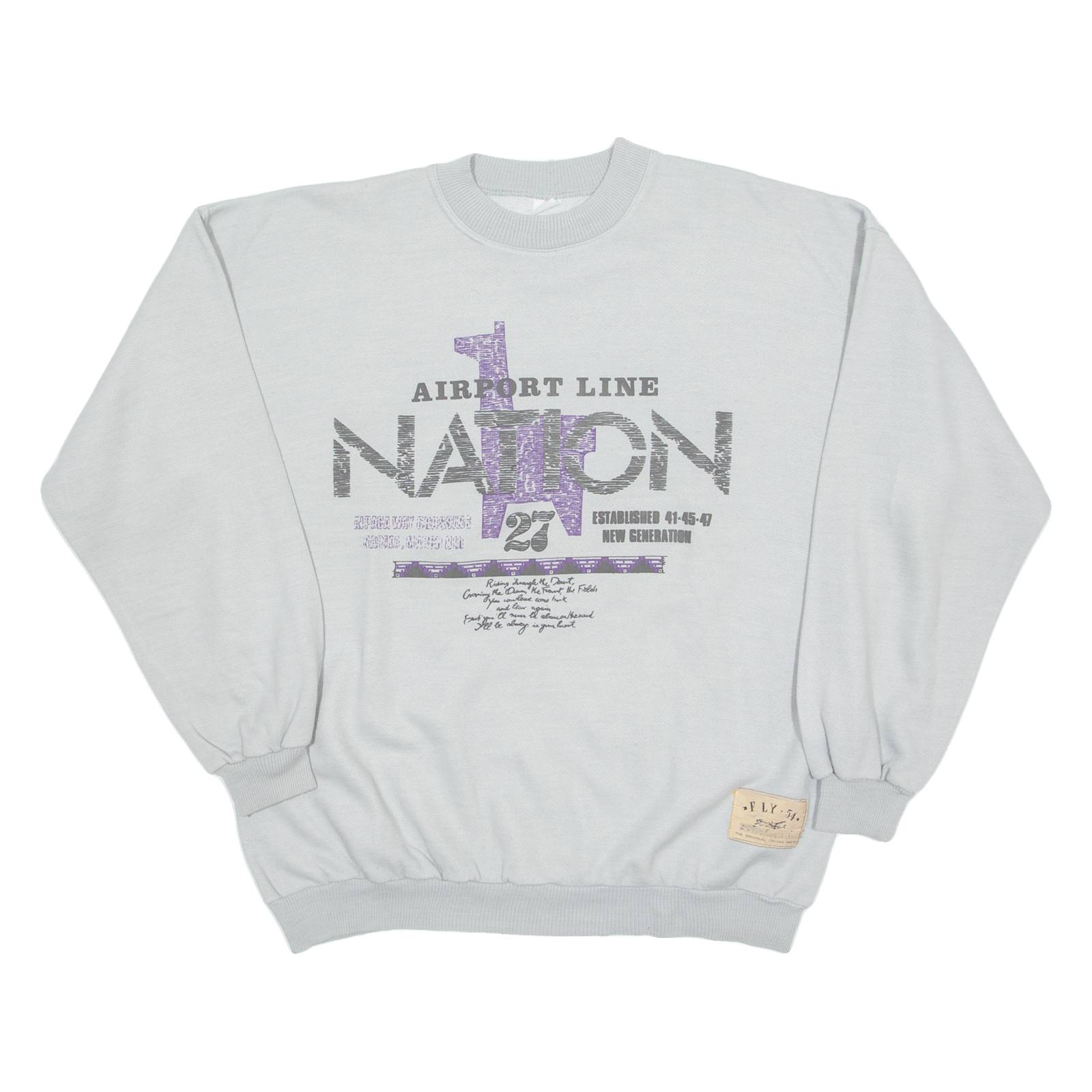 FLY 54 Mens Sweatshirt Grey Crew Neck M