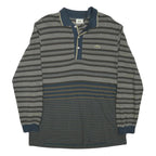 LACOSTE Mens Blue & Grey Long Sleeve Striped Polo Shirt M Cotton Blend