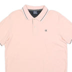 CHAMPION Mens Pink Short Sleeve Plain Polo Shirt M Cotton Blend Casual