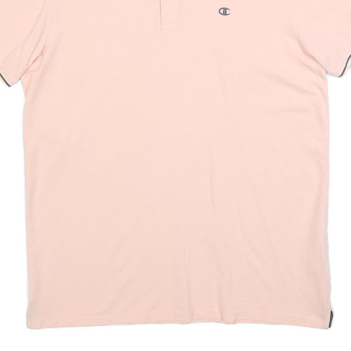 CHAMPION Mens Pink Short Sleeve Plain Polo Shirt M Cotton Blend Casual