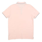 CHAMPION Mens Pink Short Sleeve Plain Polo Shirt M Cotton Blend Casual