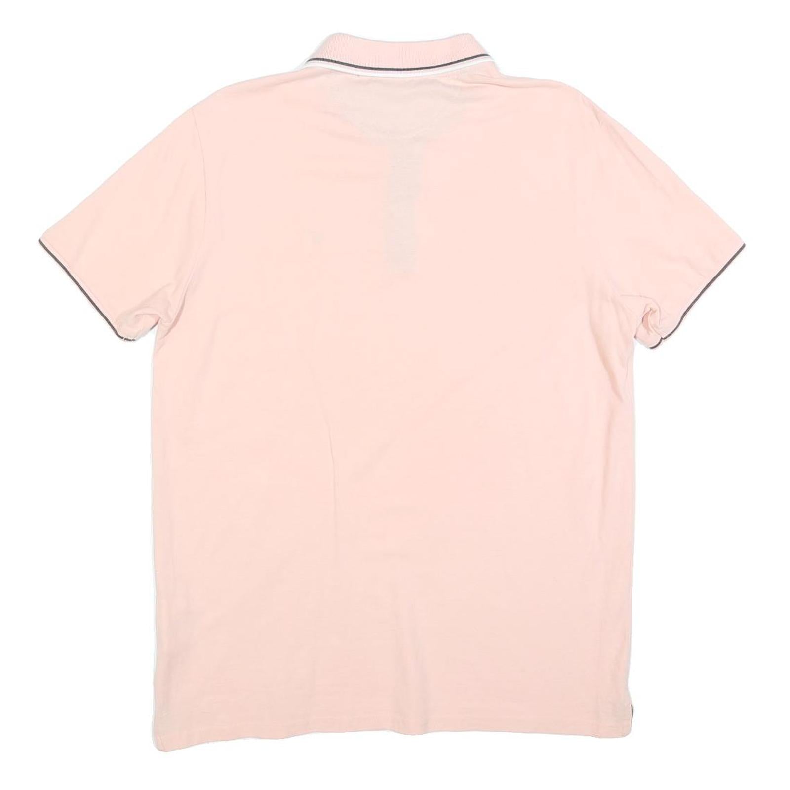 CHAMPION Mens Pink Short Sleeve Plain Polo Shirt M Cotton Blend Casual