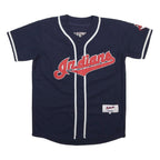 MAJESTIC Mens Blue Indians Baseball Jersey L Short Sleeve V-Neck 63 Masterson