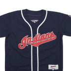 MAJESTIC Mens Blue Indians Baseball Jersey L Short Sleeve V-Neck 63 Masterson
