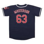 MAJESTIC Mens Blue Indians Baseball Jersey L Short Sleeve V-Neck 63 Masterson