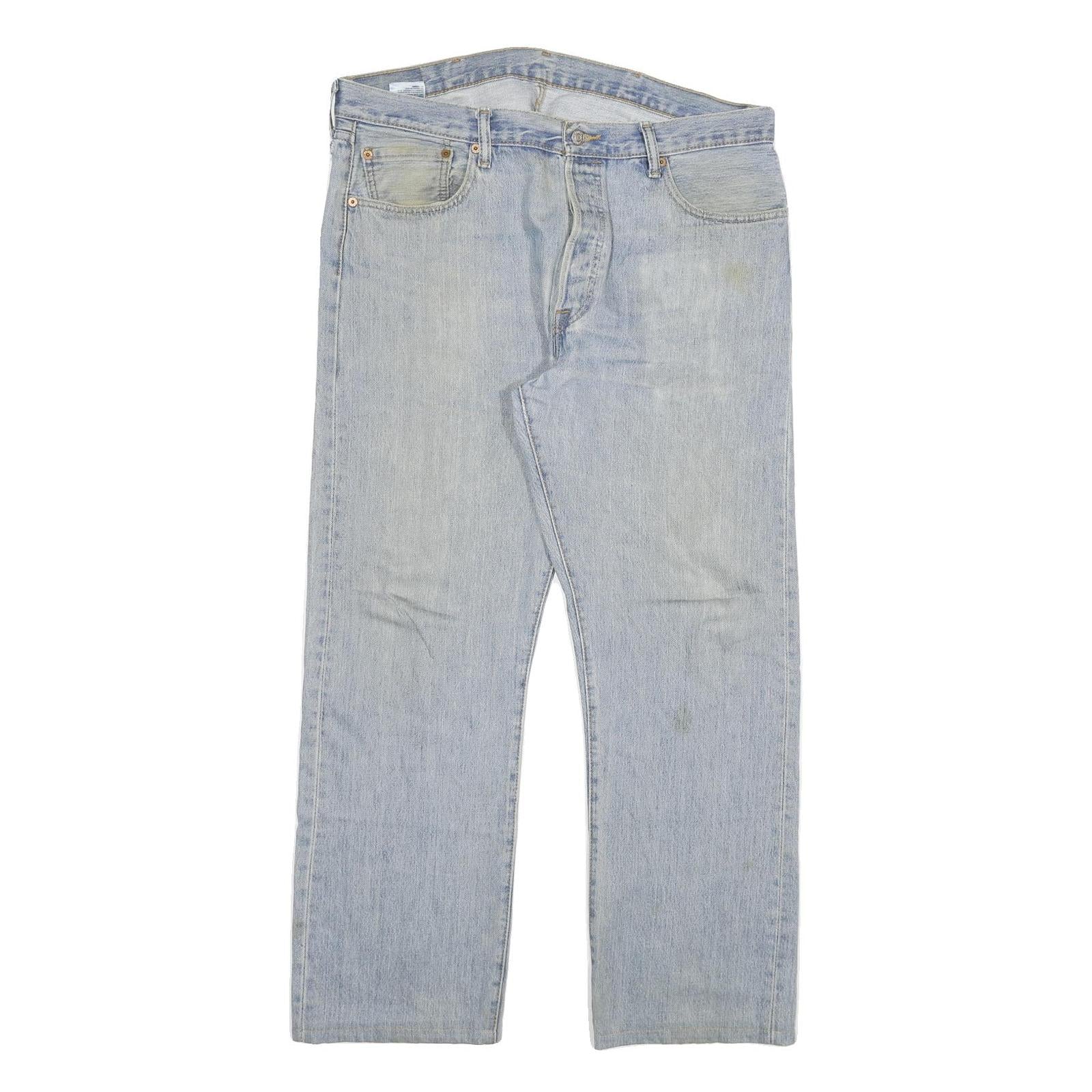 LEVI'S 501 Mens Jeans Blue Regular Straight Denim Light W38 L30 Button Fly