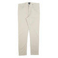 H&M Mens Cotton Blend Beige Slim Straight Trousers W31 L31 Button Closure