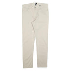 H&M Mens Cotton Blend Beige Slim Straight Trousers W31 L31 Button Closure