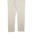 H&M Mens Cotton Blend Beige Slim Straight Trousers W31 L31 Button Closure