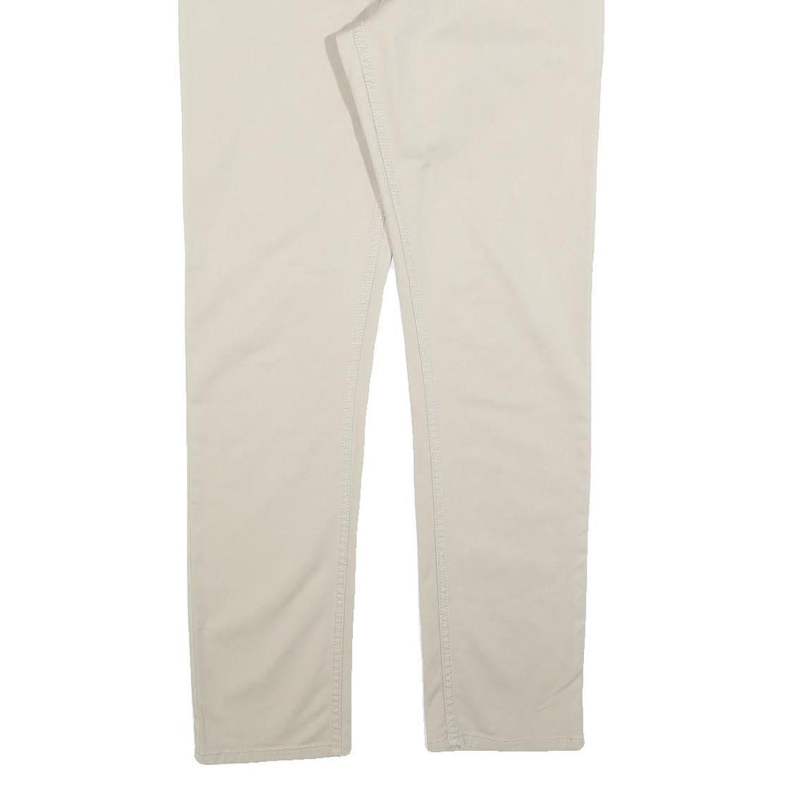 H&M Mens Cotton Blend Beige Slim Straight Trousers W31 L31 Button Closure