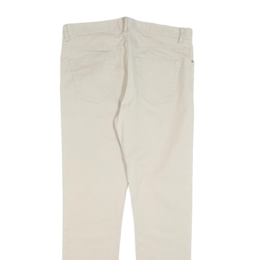 H&M Mens Cotton Blend Beige Slim Straight Trousers W31 L31 Button Closure