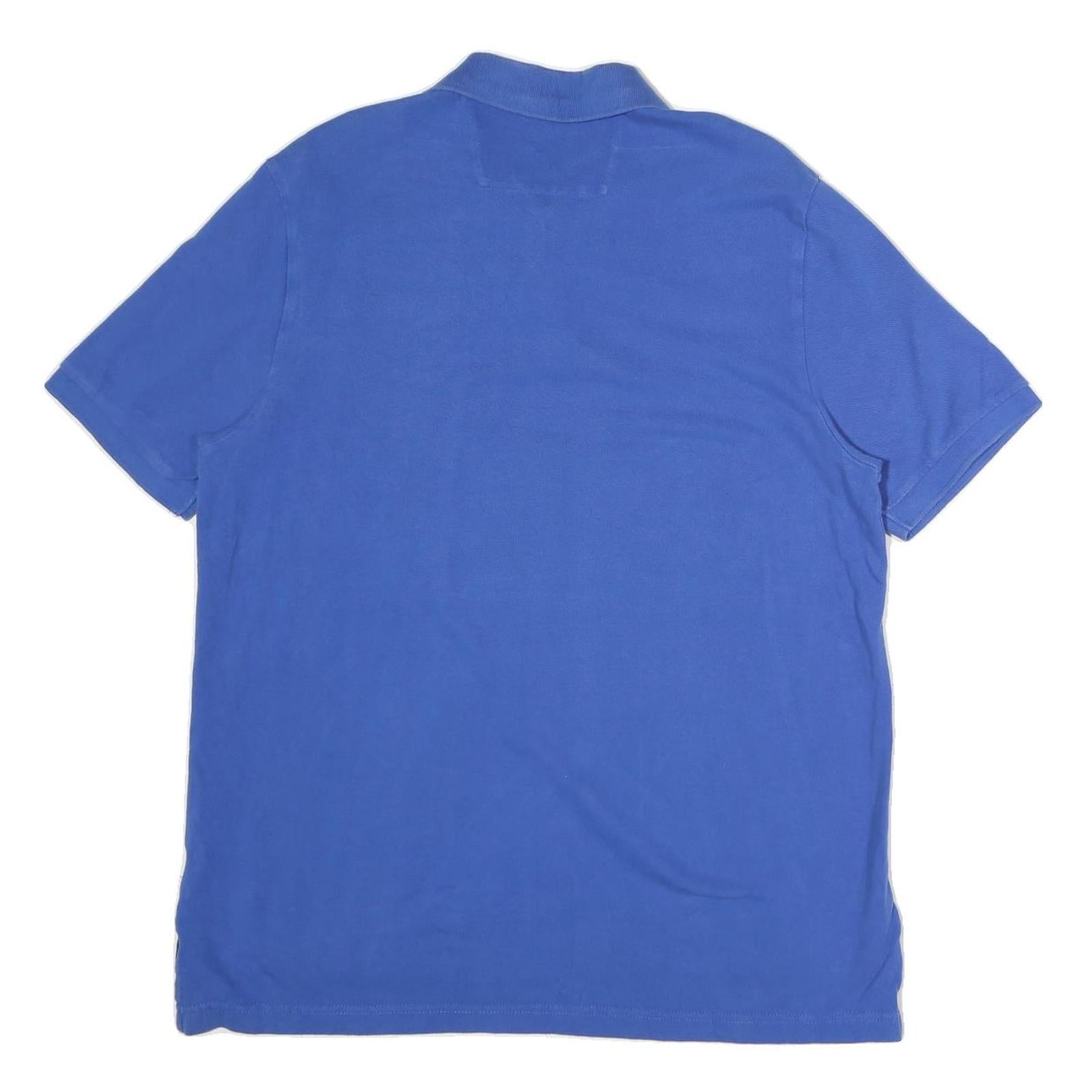 CHAPS Mens Blue Polo Shirt L Cotton Short Sleeve Plain Classic Comfort