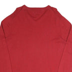 TOMMY HILFIGER Mens Red Plain V-Neck Basic Knit Jumper XL Cotton Blend Classic
