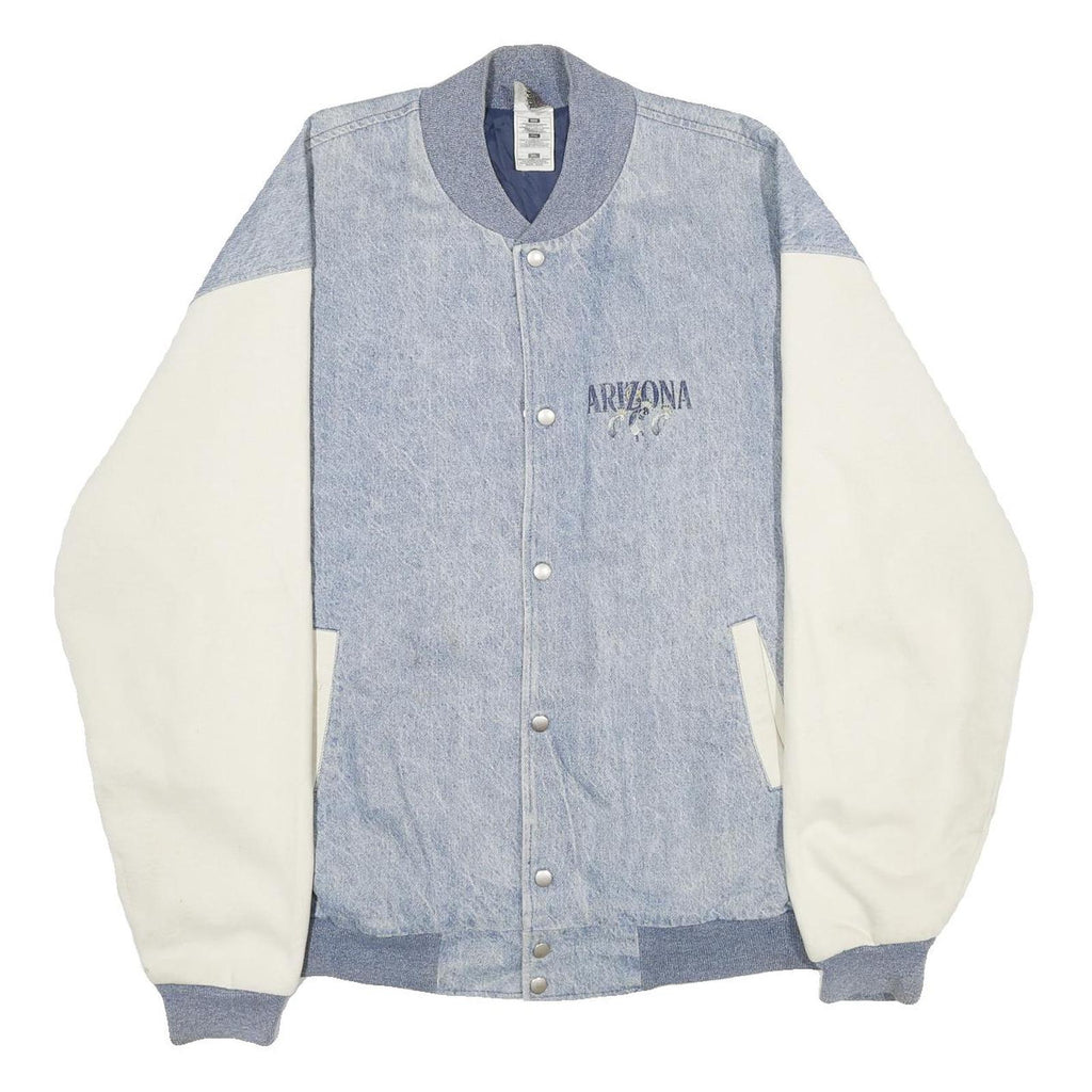 FRUIT OF THE LOOM Mens Blue & White Arizona Button Cotton Blend Jacket 2XL