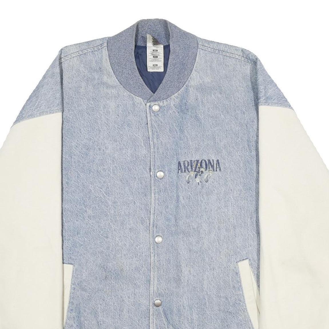 FRUIT OF THE LOOM Mens Blue & White Arizona Button Cotton Blend Jacket 2XL