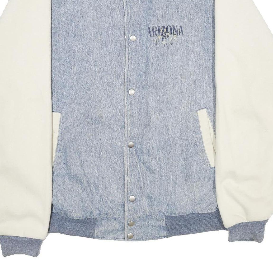 FRUIT OF THE LOOM Mens Blue & White Arizona Button Cotton Blend Jacket 2XL