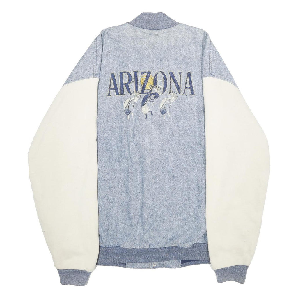 FRUIT OF THE LOOM Mens Blue & White Arizona Button Cotton Blend Jacket 2XL