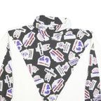 Womens White & Black Graphic Roll Neck XL Sweatshirt Cotton Blend Pullover