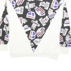 Womens White & Black Graphic Roll Neck XL Sweatshirt Cotton Blend Pullover