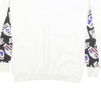 Womens White & Black Graphic Roll Neck XL Sweatshirt Cotton Blend Pullover