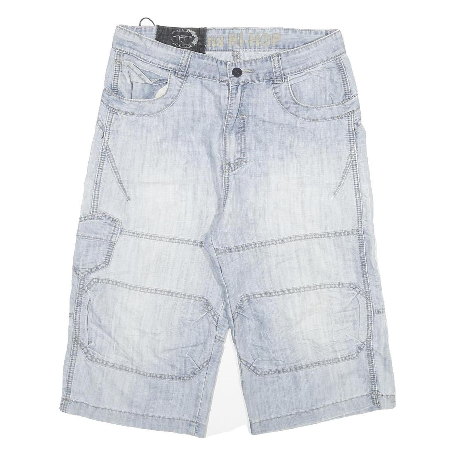 HI-HOP Mens Shorts Blue Casual XL W31 Cotton Blend Comfortable Lightweight