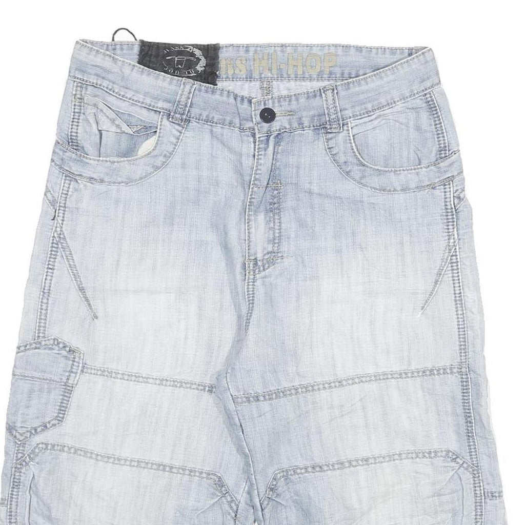 HI-HOP Mens Shorts Blue Casual XL W31 Cotton Blend Comfortable Lightweight