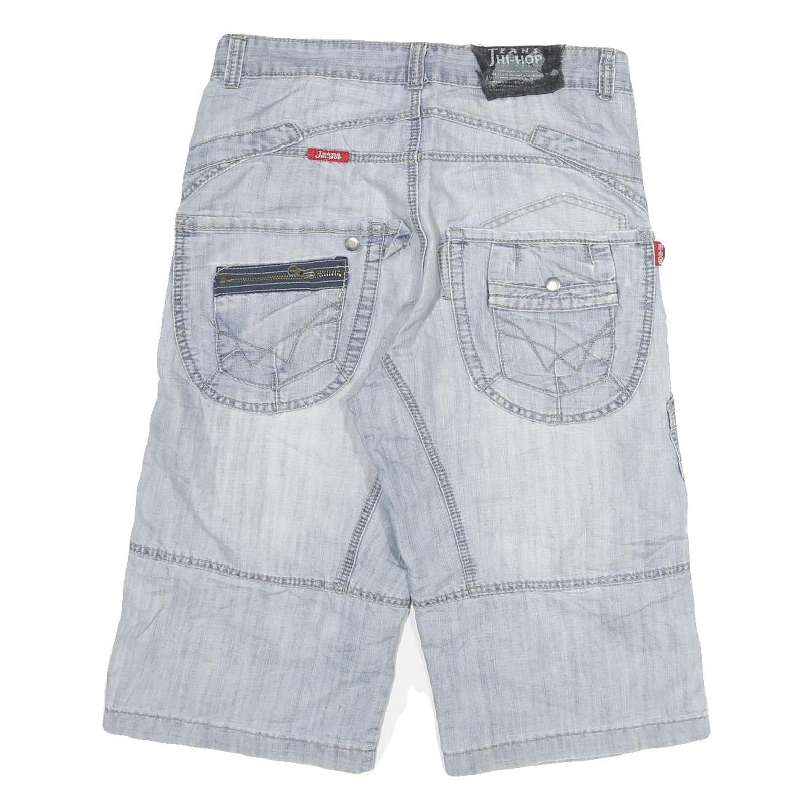 HI-HOP Mens Shorts Blue Casual XL W31 Cotton Blend Comfortable Lightweight