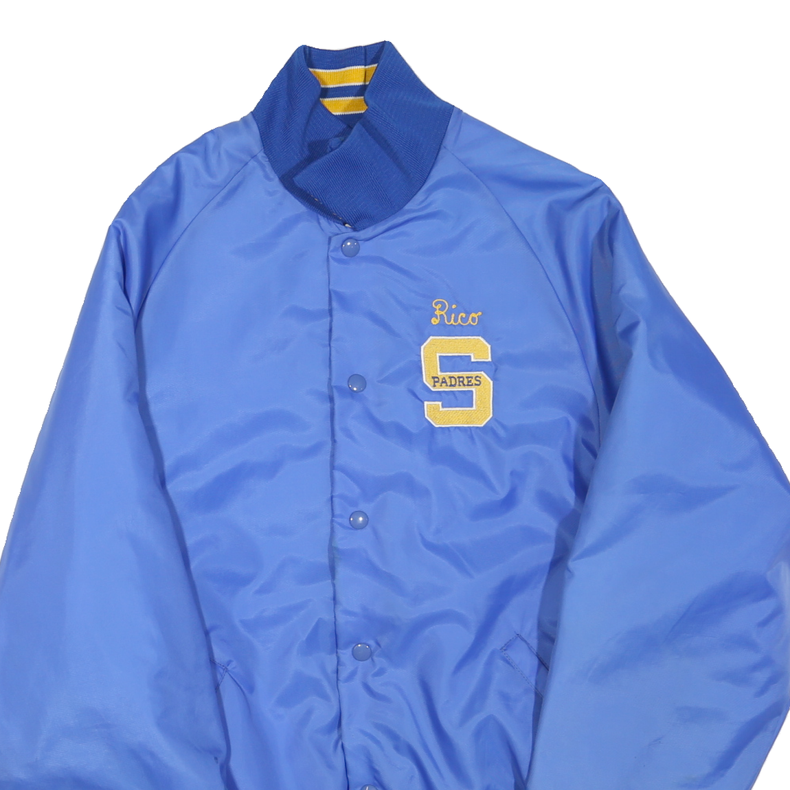 MAJESTIC Mens Blue & Yellow Baseball Jacket XL Polyester Blend Button Front