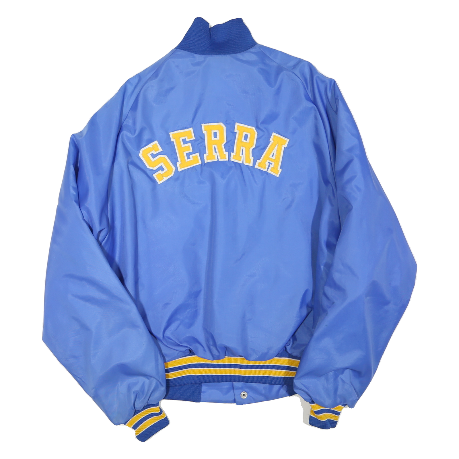 MAJESTIC Mens Blue & Yellow Baseball Jacket XL Polyester Blend Button Front