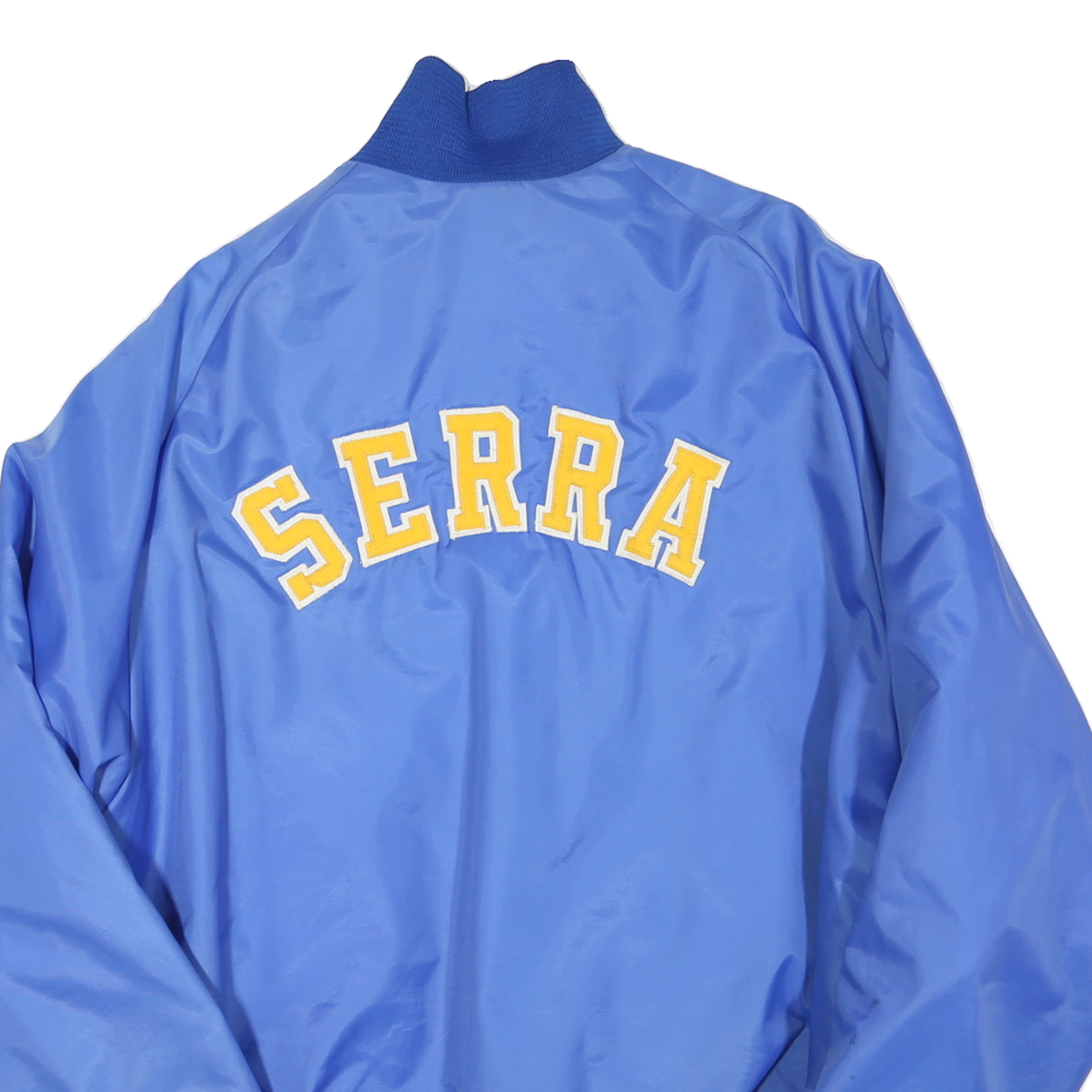 MAJESTIC Mens Blue & Yellow Baseball Jacket XL Polyester Blend Button Front