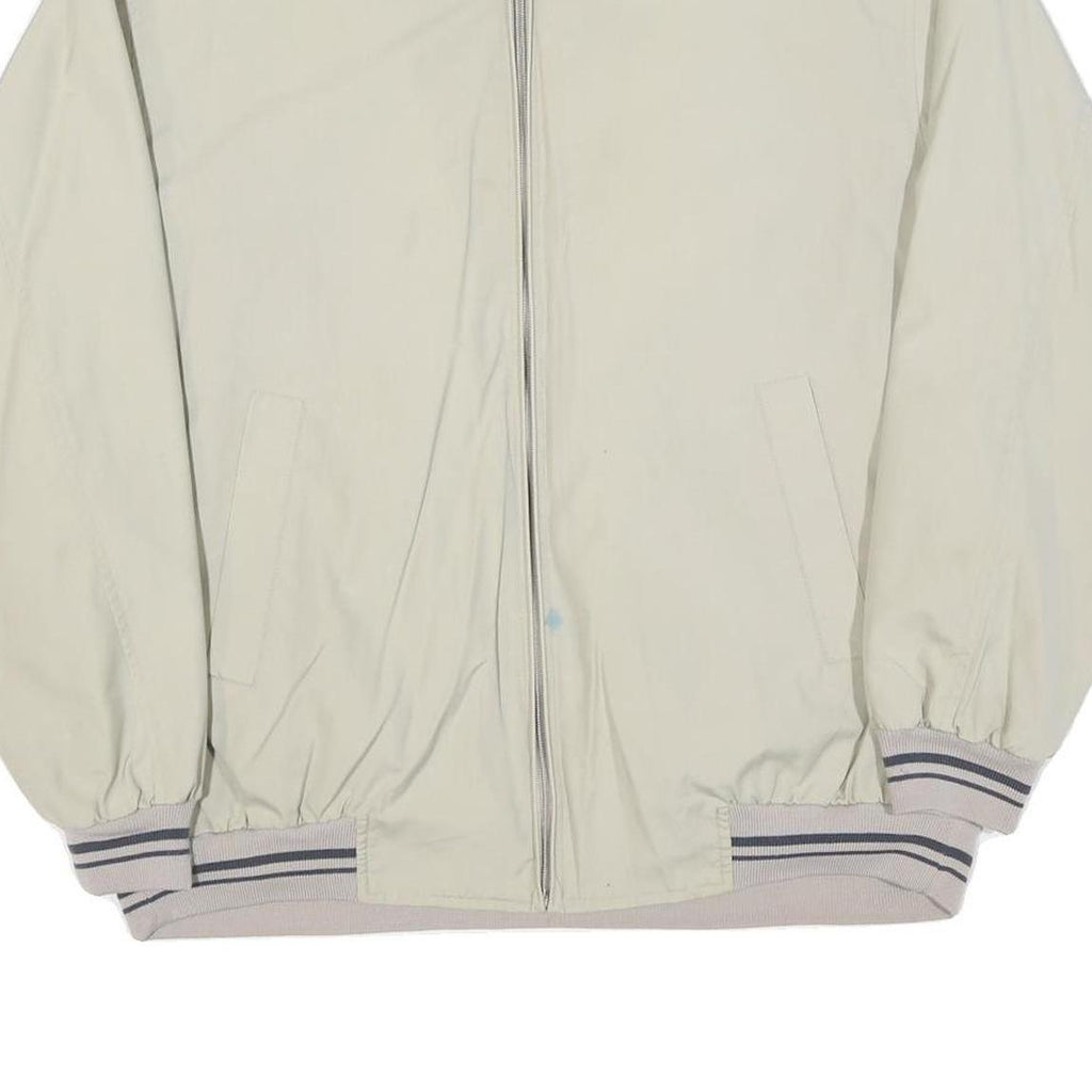 HAPPY LIFE Mens Cream Jacket L Polyester Blend Zip Plain Lightweight Casual