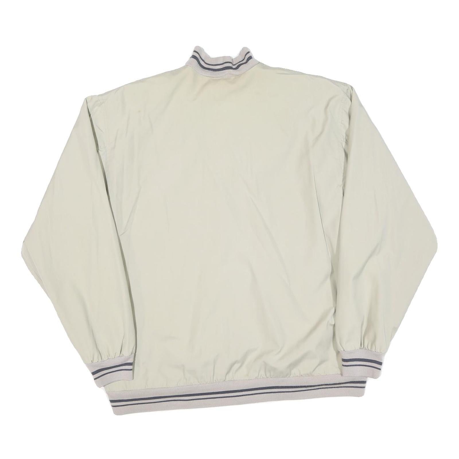 HAPPY LIFE Mens Cream Jacket L Polyester Blend Zip Plain Lightweight Casual