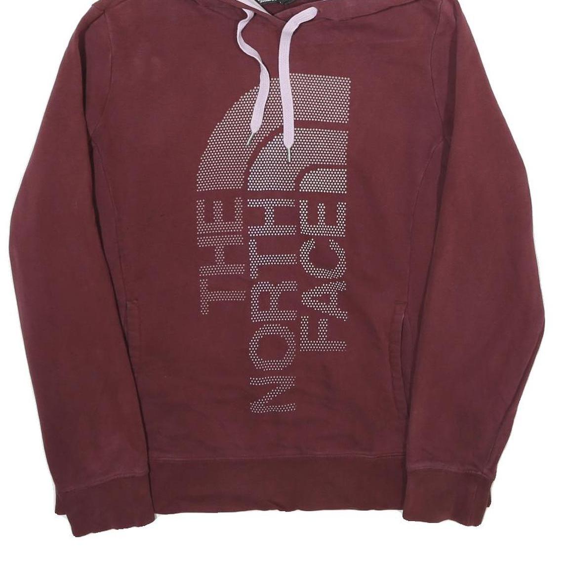 THE NORTH FACE Womens Burgundy Hoodie L Cotton Blend Pullover Drawstring