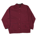 Womens Burgundy Reversible Button Jacket M Synthetic Plain Warm Comfortable