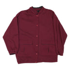 Womens Burgundy Reversible Button Jacket M Synthetic Plain Warm Comfortable