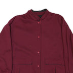 Womens Burgundy Reversible Button Jacket M Synthetic Plain Warm Comfortable