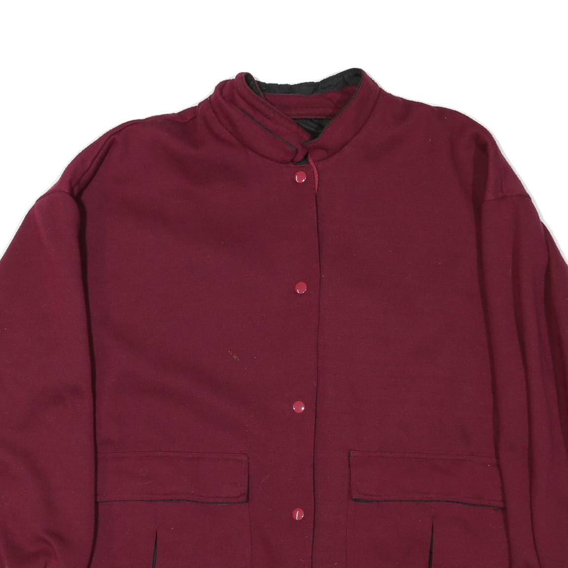 Womens Burgundy Reversible Button Jacket M Synthetic Plain Warm Comfortable