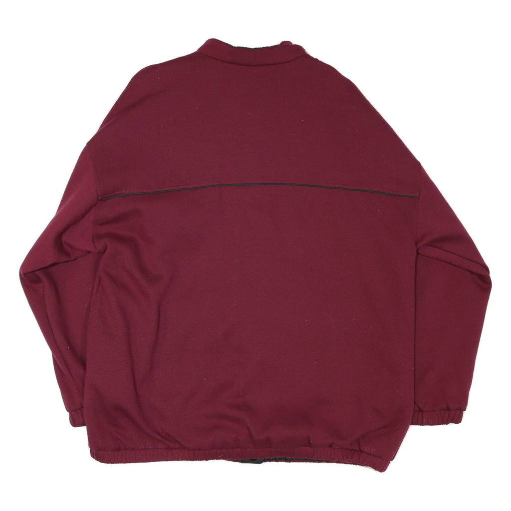 Womens Burgundy Reversible Button Jacket M Synthetic Plain Warm Comfortable
