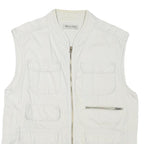 CAPE UNION Mens White M Cotton Blend Jacket Regular Fit Zip Utility Vest