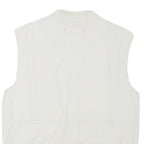 CAPE UNION Mens White M Cotton Blend Jacket Regular Fit Zip Utility Vest
