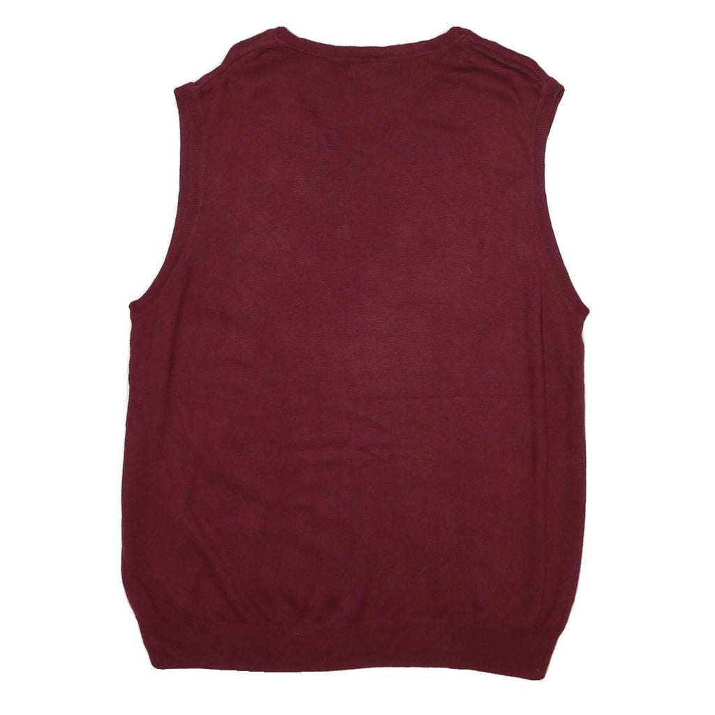 CROFT & BARROW Mens Maroon Grey Argyle Pullover V-Neck Basic Knit XL Sleeveless