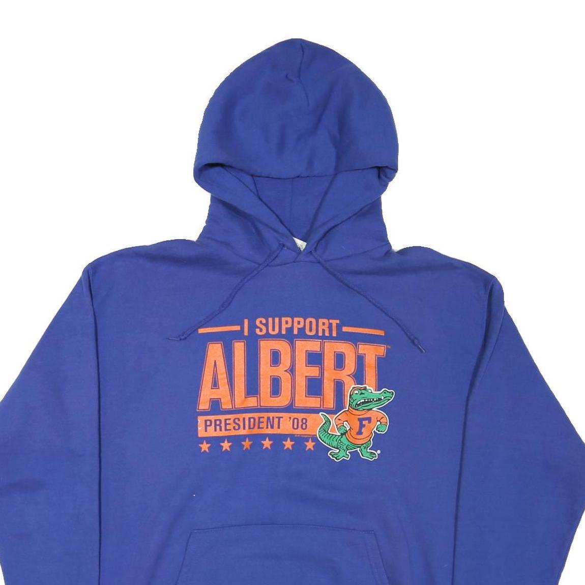 CSA Mens Blue I Support Albert Graphic Pullover Hoodie M Cotton Blend