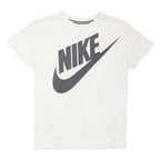 NIKE Womens White Black Logo Graphic T-Shirt M Short Sleeve Crew Neck